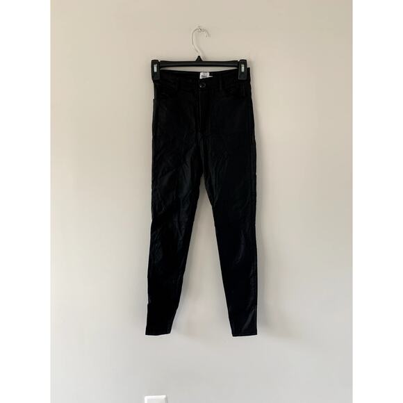 Princess Polly Coated Black Skinny Legging Pants Size 2 - Picture 1 of 8